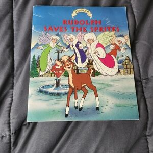 Rudolph Saves The Sprites Vintage Kids Book - Colorful Holiday Cover